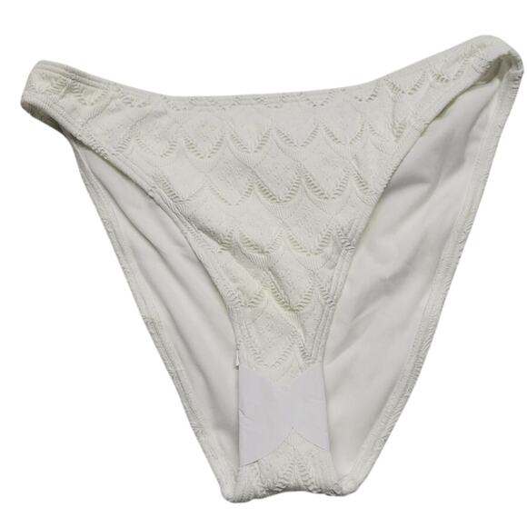 Peek & Beau Exclusive Textured Eyelet High Leg Bikini Bottom White Size 8 - Picture 13 of 13
